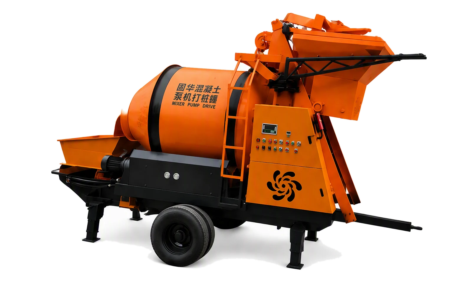 Diesel Mixer Integrated Pump factory product photo, Concrete Mixer Pump, manufactured by Hebei Pinjin Machinery in Xingtai, Hebei, China
