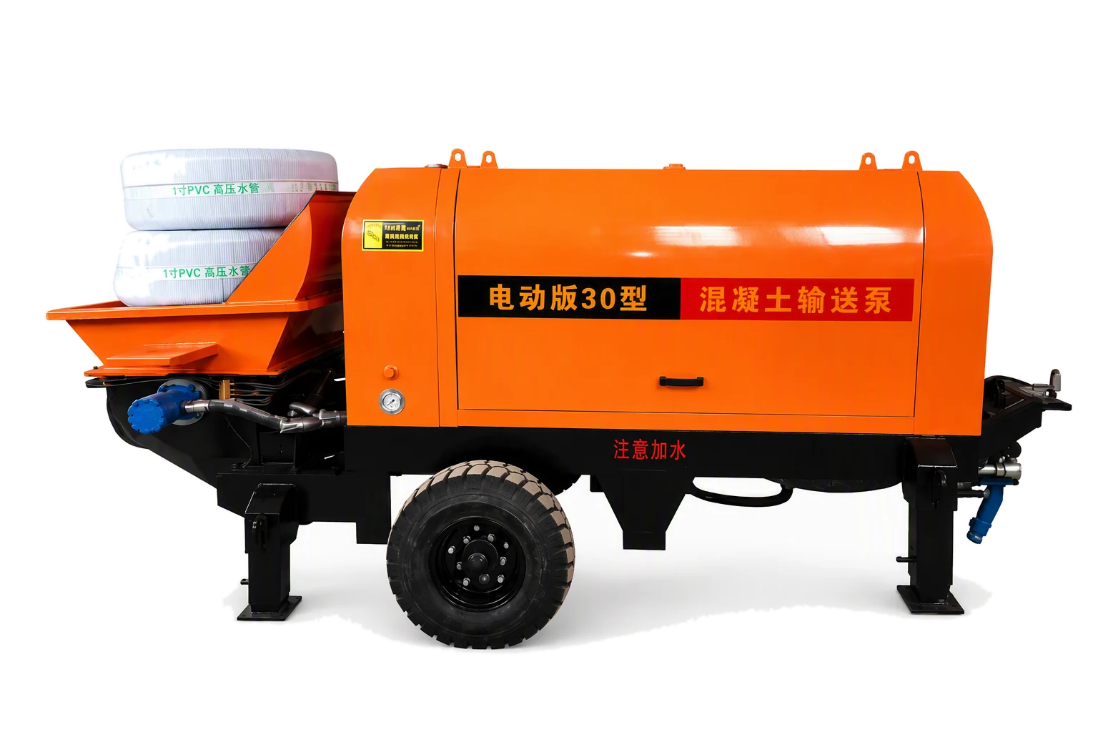 Electric 30 Concrete Pump factory product photo, Electric Concrete Pump, manufactured by Hebei Pinjin Machinery in Xingtai, Hebei, China