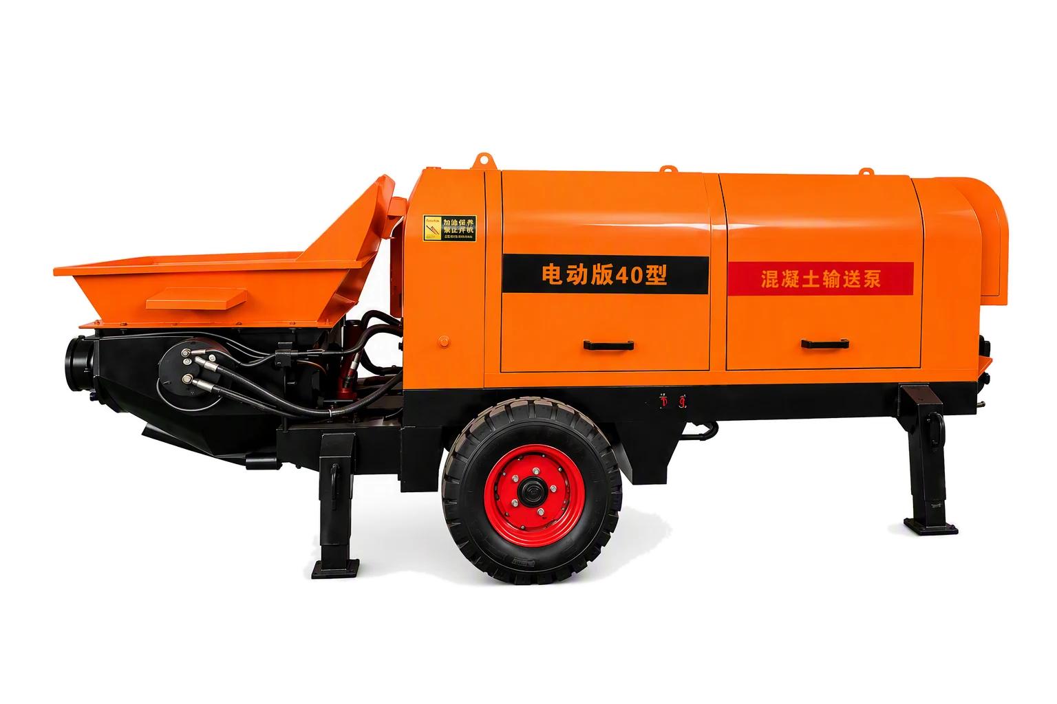 Electric 40 Concrete Pump factory product photo, Electric Concrete Pump, manufactured by Hebei Pinjin Machinery in Xingtai, Hebei, China