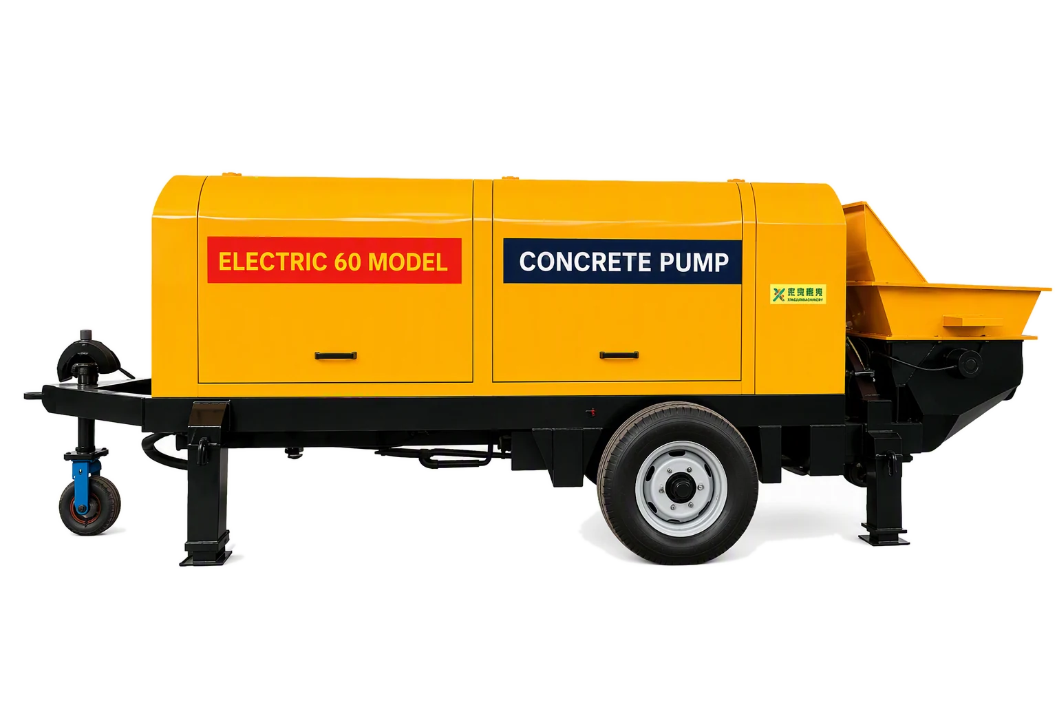 Electric 60 Concrete Pump factory product photo, Electric Concrete Pump, manufactured by Hebei Pinjin Machinery in Xingtai, Hebei, China