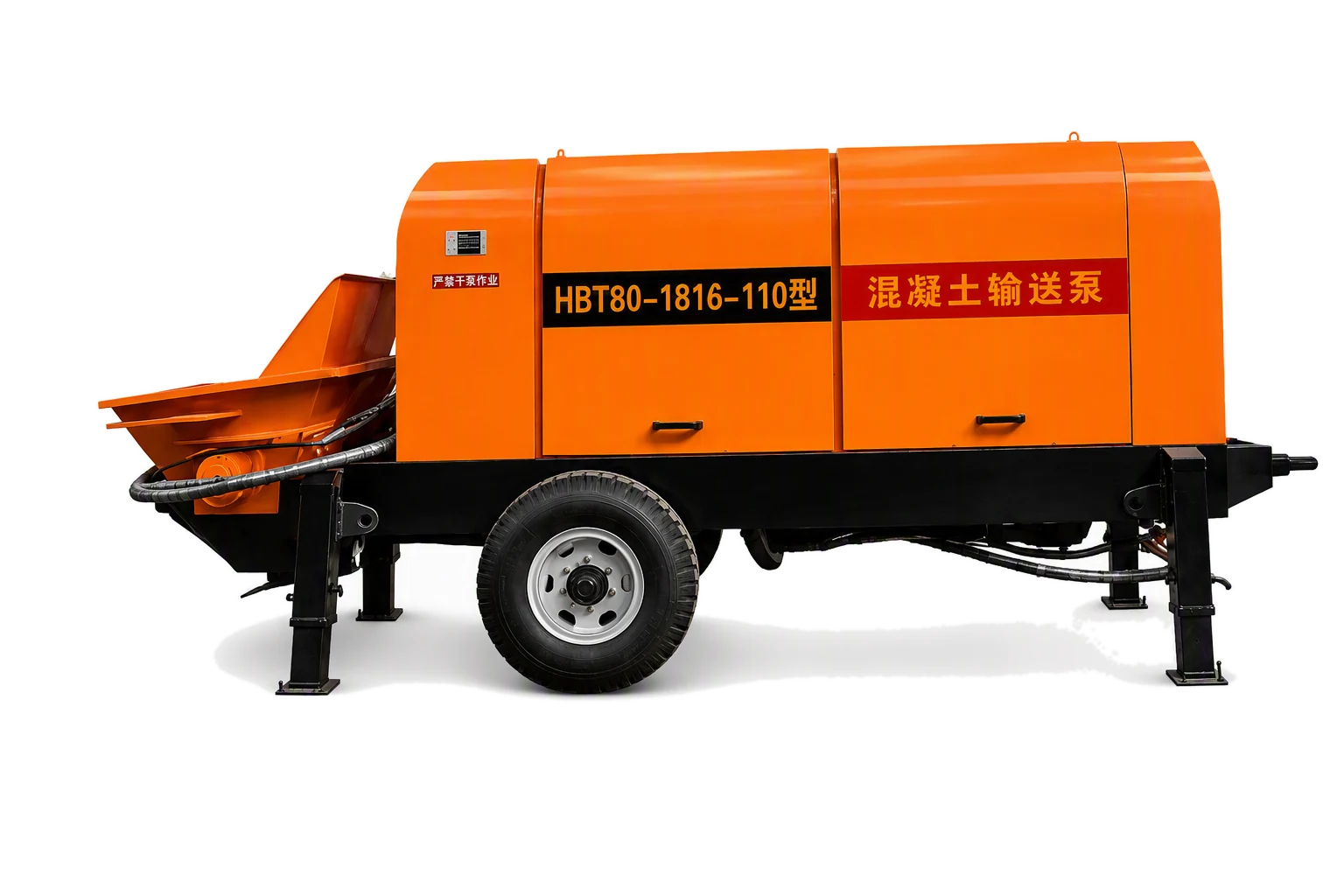 HBT80-16 Concrete Pump factory product photo, Trailer Concrete Pump, manufactured by Hebei Pinjin Machinery in Xingtai, Hebei, China