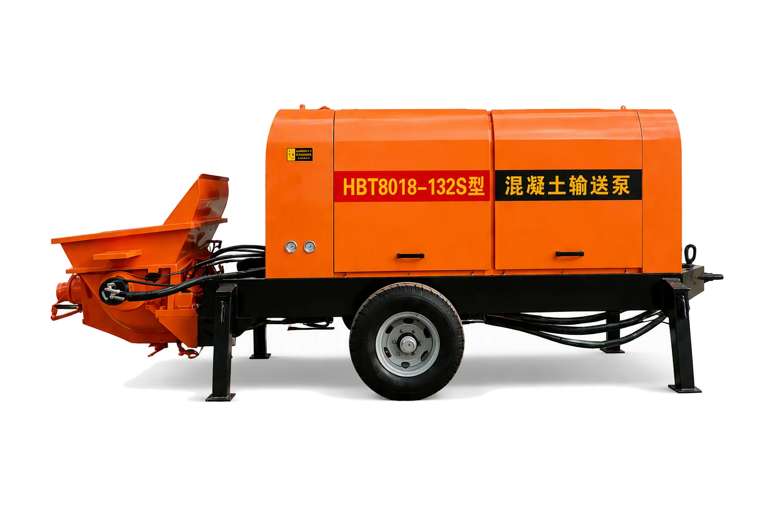 HBT8018 Concrete Pump factory product photo, Trailer Concrete Pump, manufactured by Hebei Pinjin Machinery in Xingtai, Hebei, China