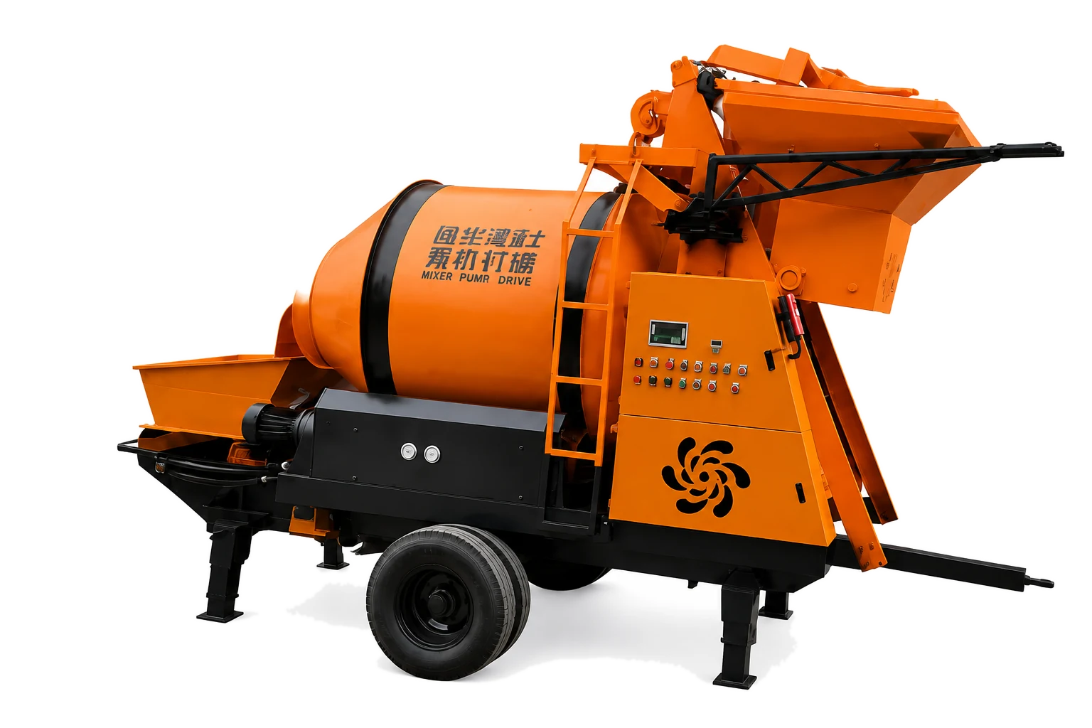 Integrated Mixer Pump factory product photo, Concrete Mixer Pump, manufactured by Hebei Pinjin Machinery in Xingtai, Hebei, China