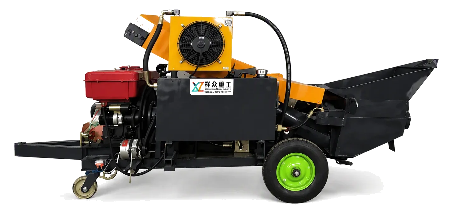 Tractor-Driven 4100 Concrete Pump factory product photo, Diesel Concrete Pump, manufactured by Hebei Pinjin Machinery in Xingtai, Hebei, China